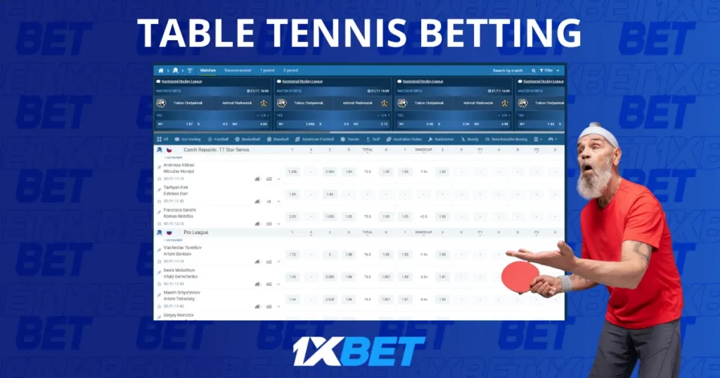 1xBet Table Tennis Kenya